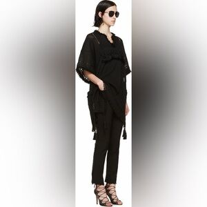 Isabel Marant black fringe Telima knit tunic poncho